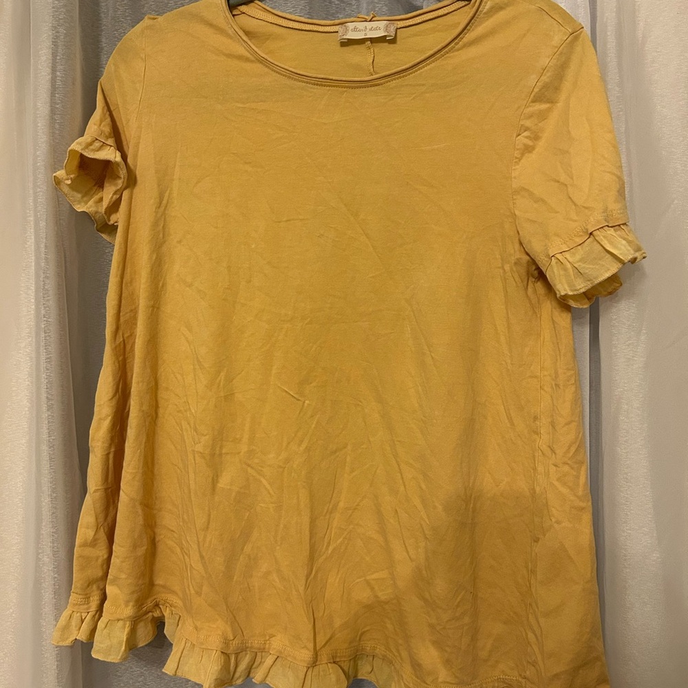 Altar’d State Yellow Ruffle Sleeve Top